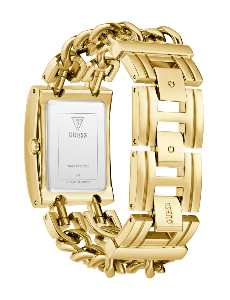 Ladies Yellow Gold Tone Rectangle Analog Watch