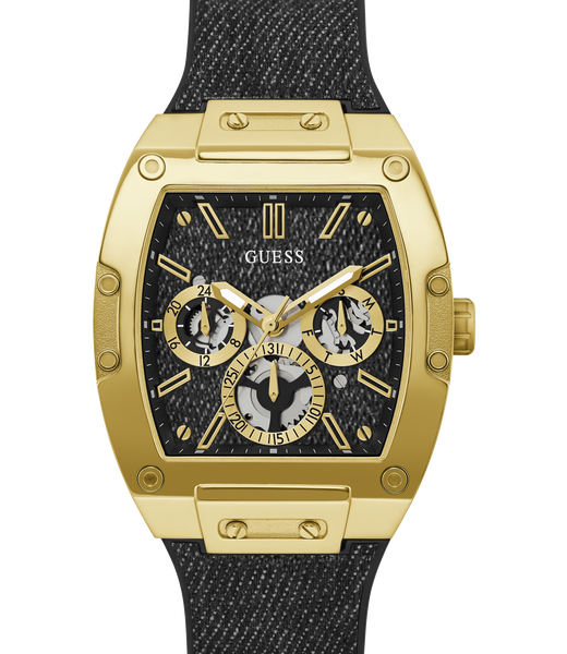 Mens Black Gold Tone Multi-function Watch