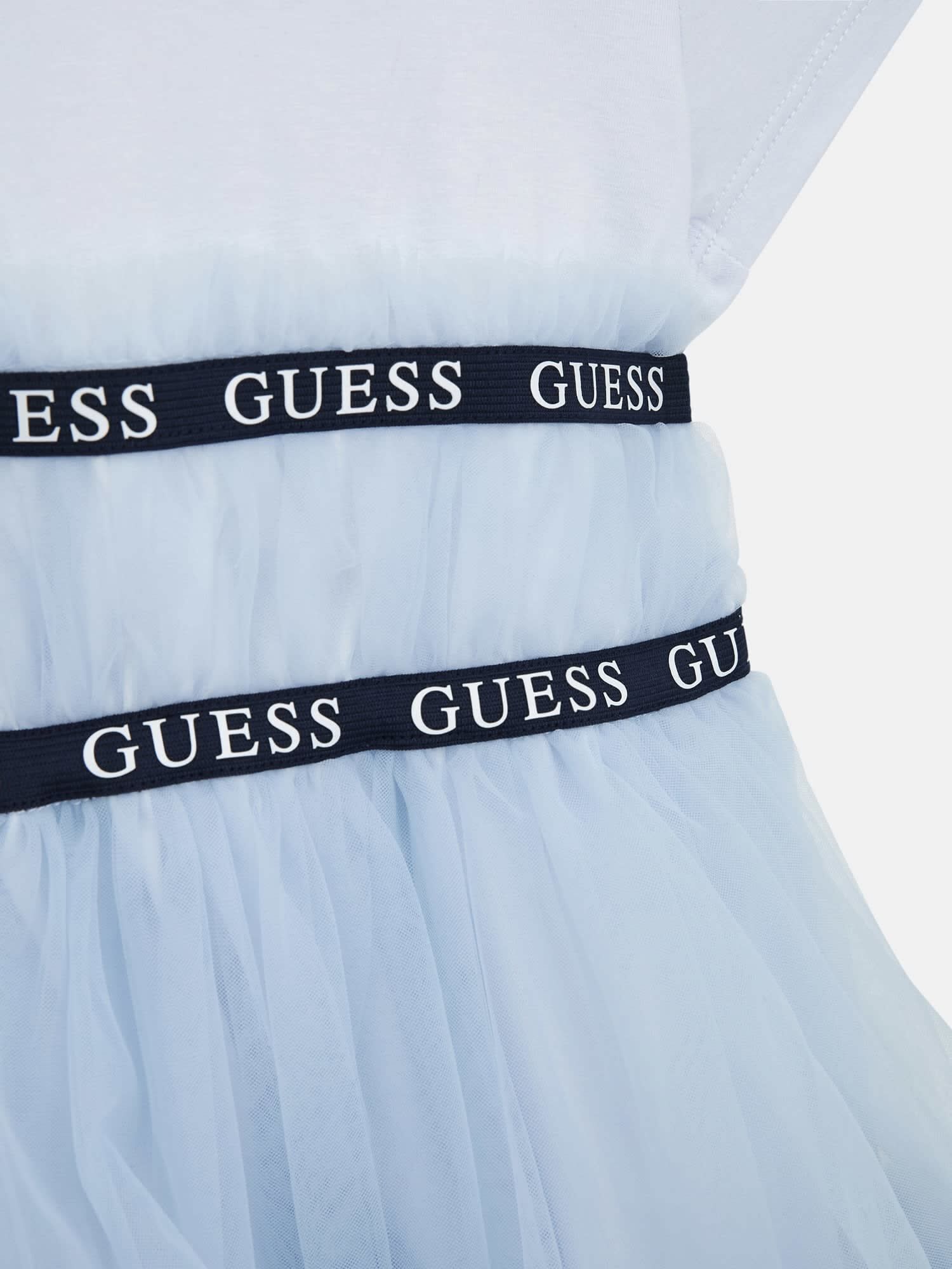 Shop GUESS Online Mesh ruffles fit and flare dress