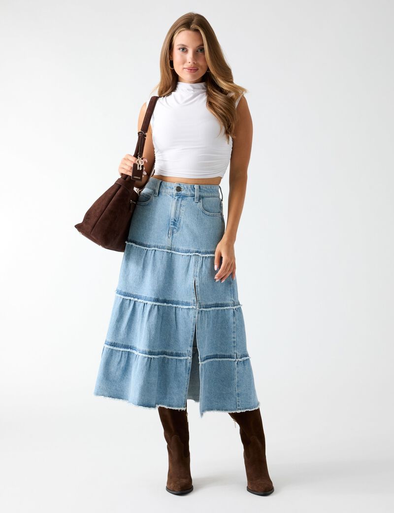 جيس rori denim midi skirt