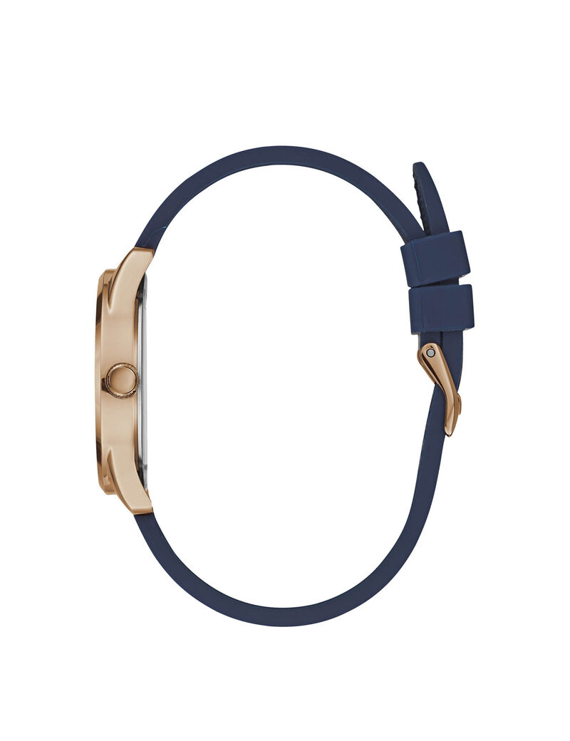 Rose Gold And Blue Logo Watch