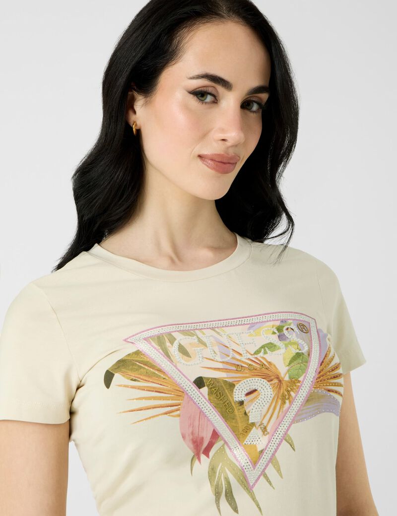 guess rhinestones logo t shirt