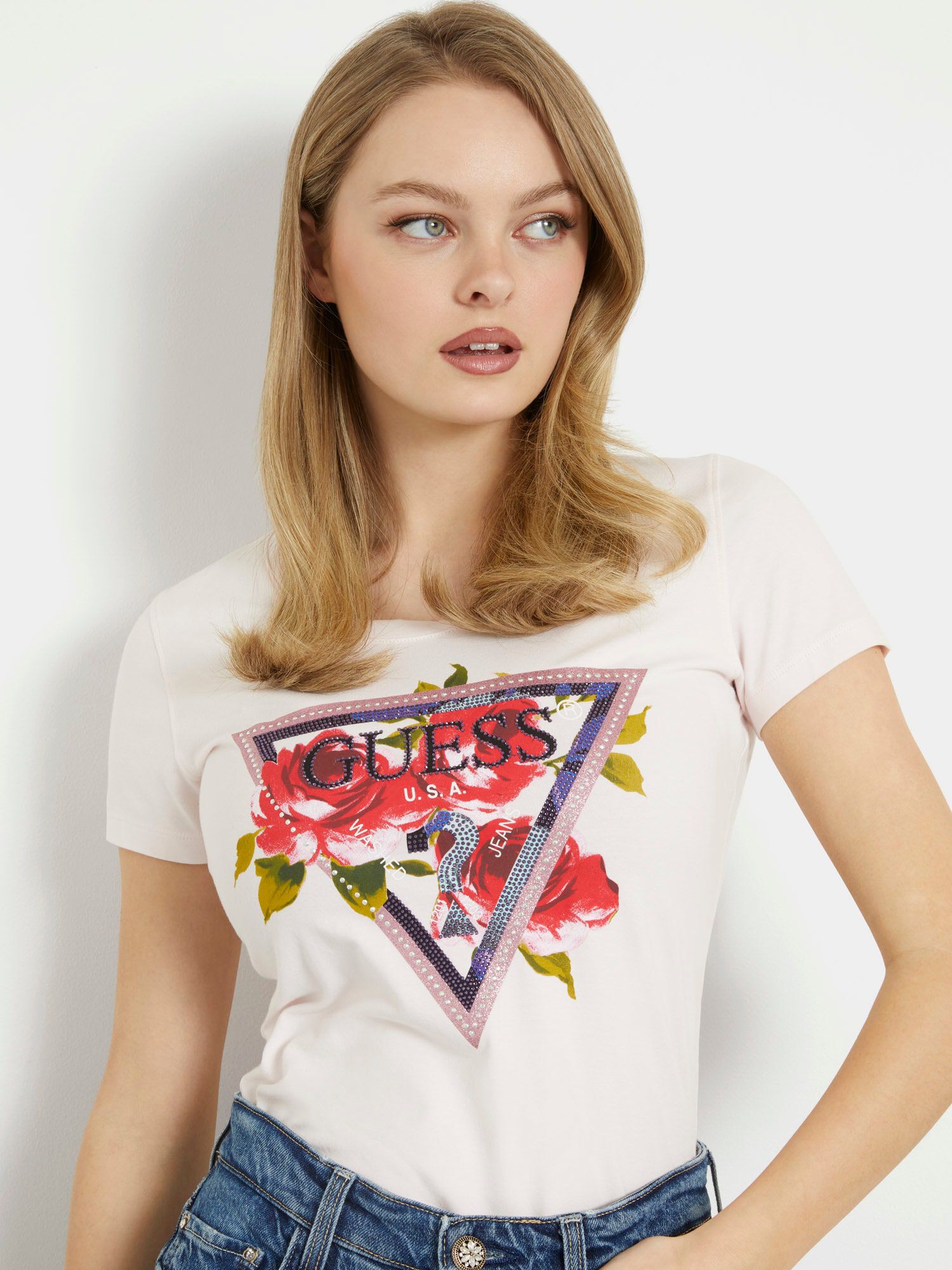 Flower Logo Stretch T Shirt