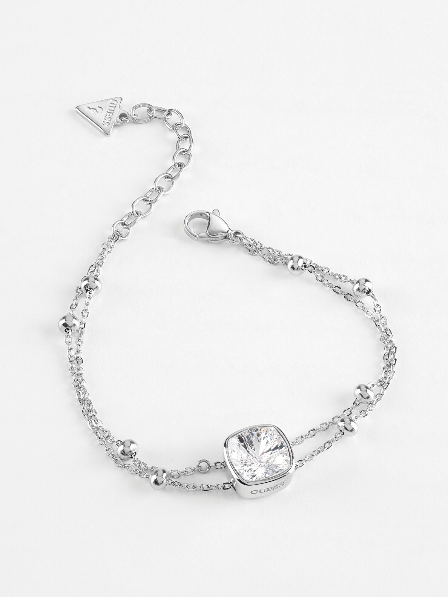 Shop GUESS Online Double Chain Silver Bracelet