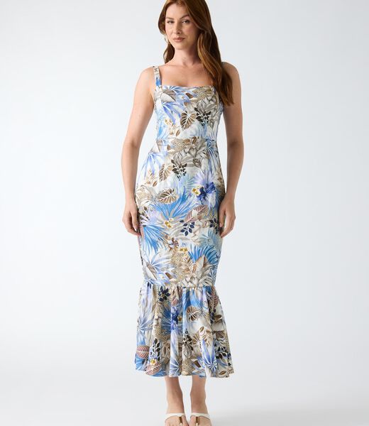 Linen-blend dress