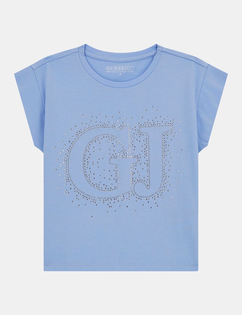 Rhinestones GJ logo stretch t-shirt