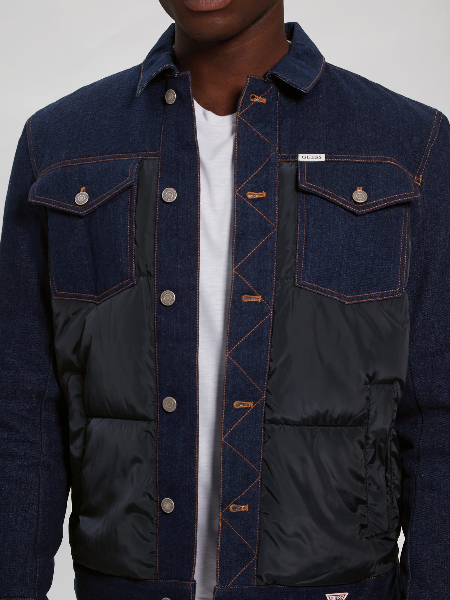 Denim puff hot sale jacket