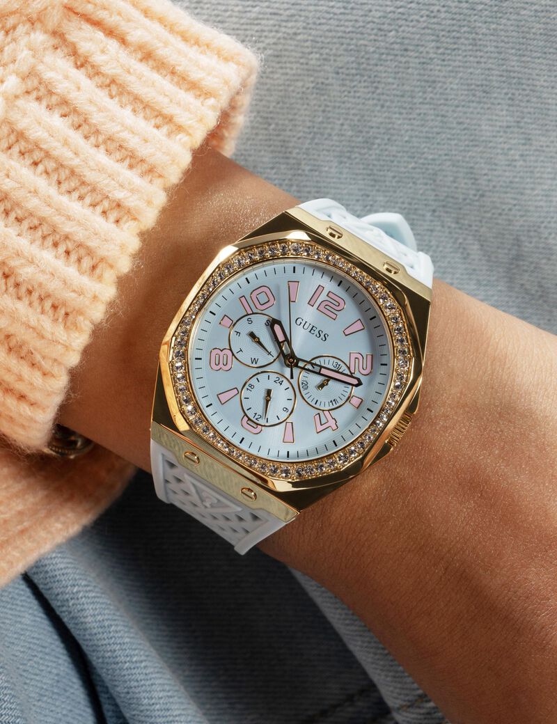 ساعة كوارتز تناظرية من السيليكون باللون الأزرق