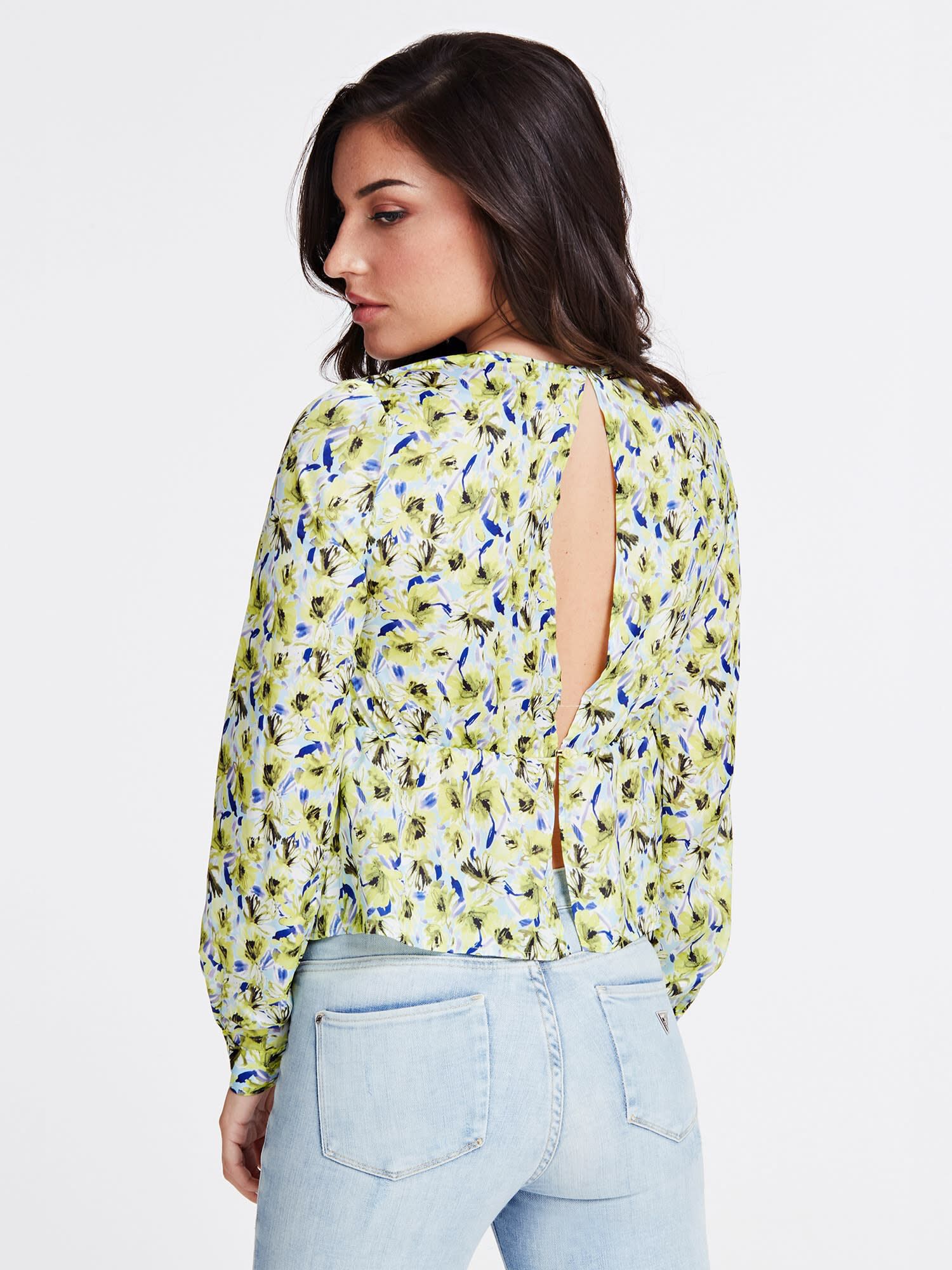 Yellow patterned blouse outlet