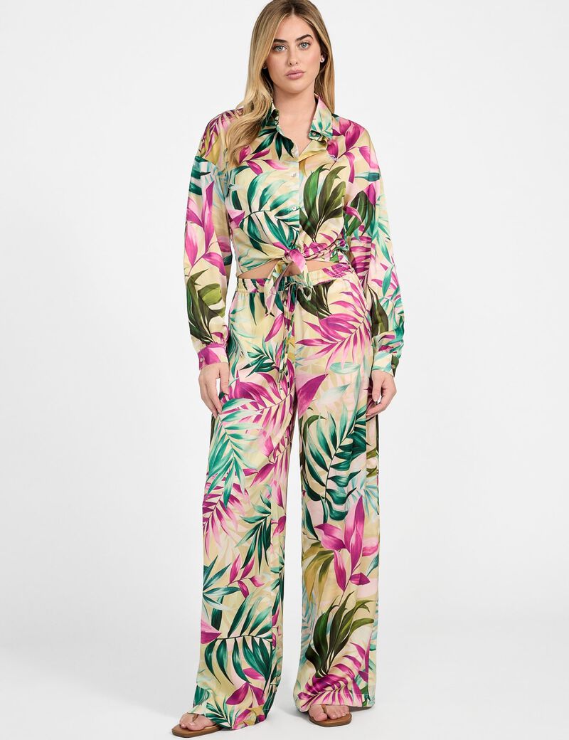 Wide leg satin pants