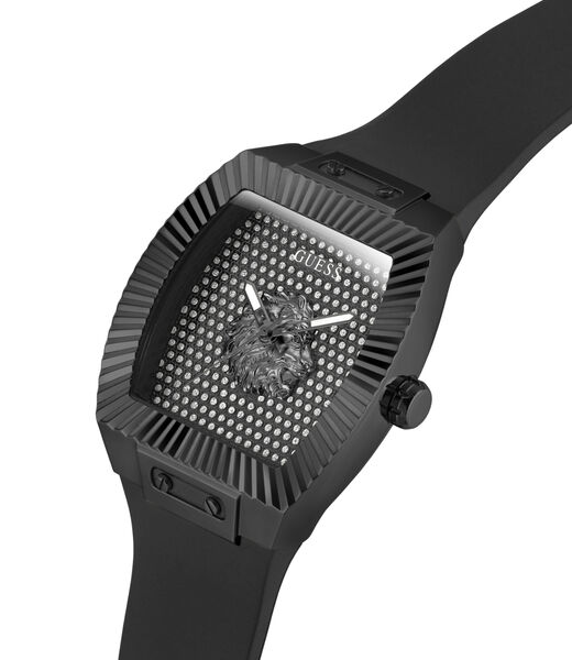 Mens Black/Gunmetal/Grey Rectangle Analog Watch