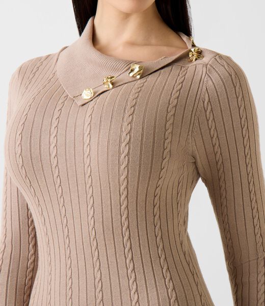 Asymmetric neck midi dress