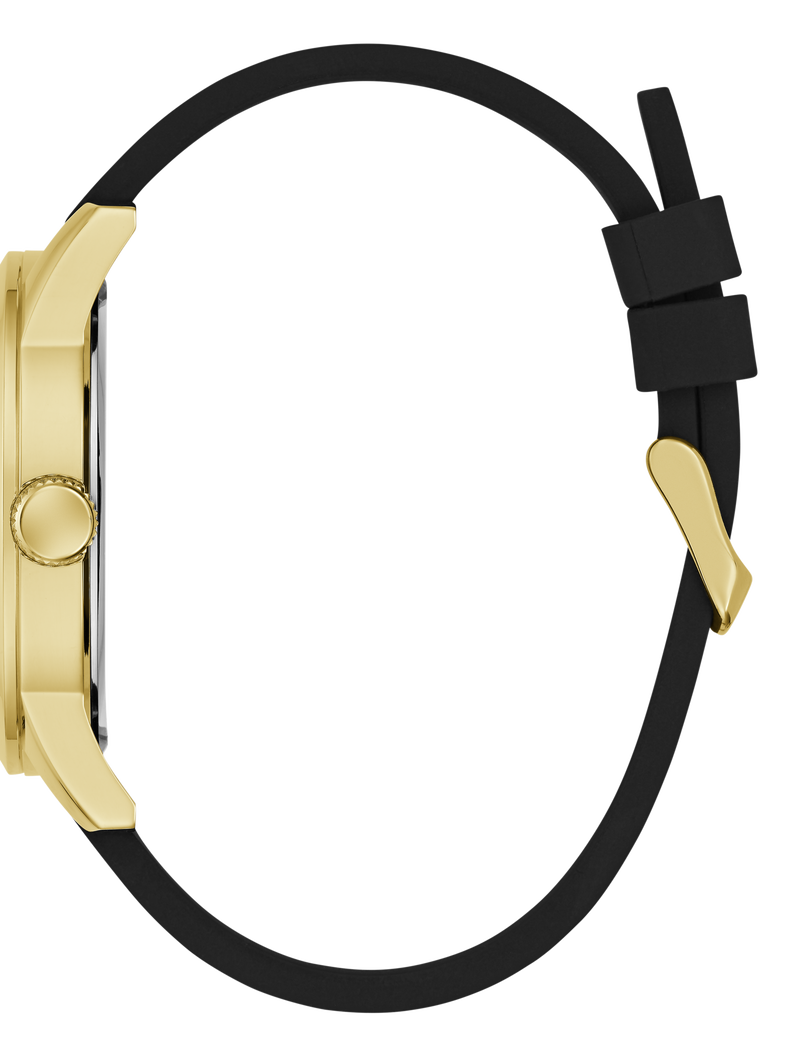 Mens Black Gold Tone Analog Watch