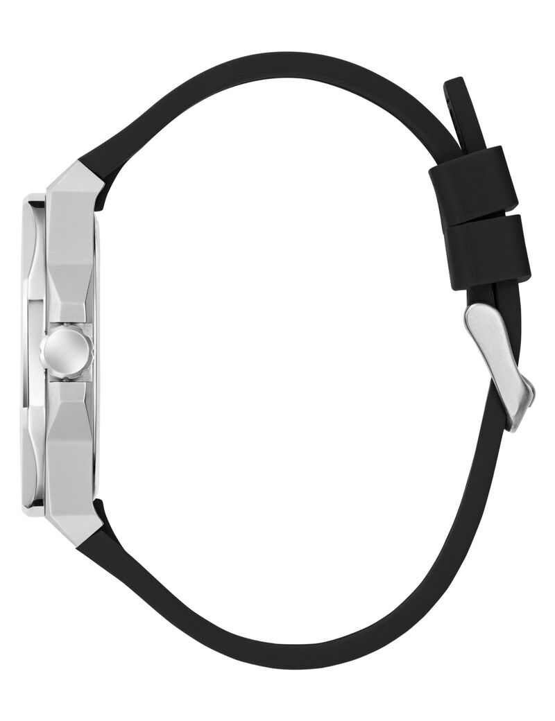 Mens Black Silver Tone Analog Watch