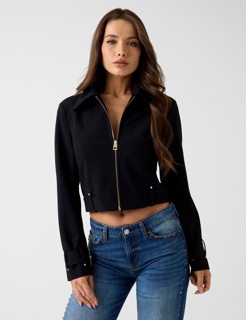 guess cropped trucker jacket