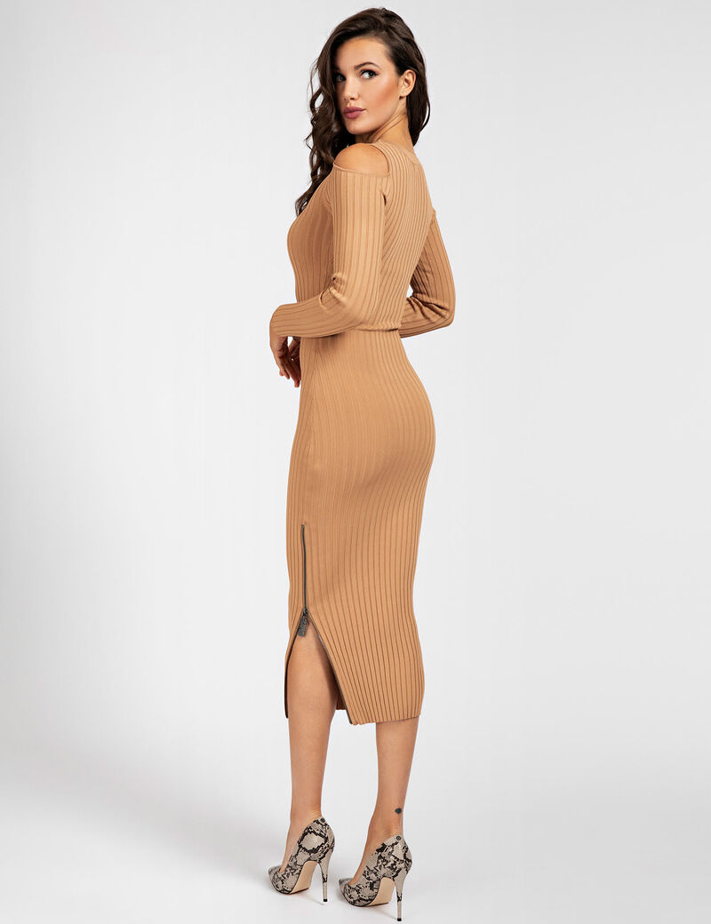 Cut-Out Sleeves Rib Dress