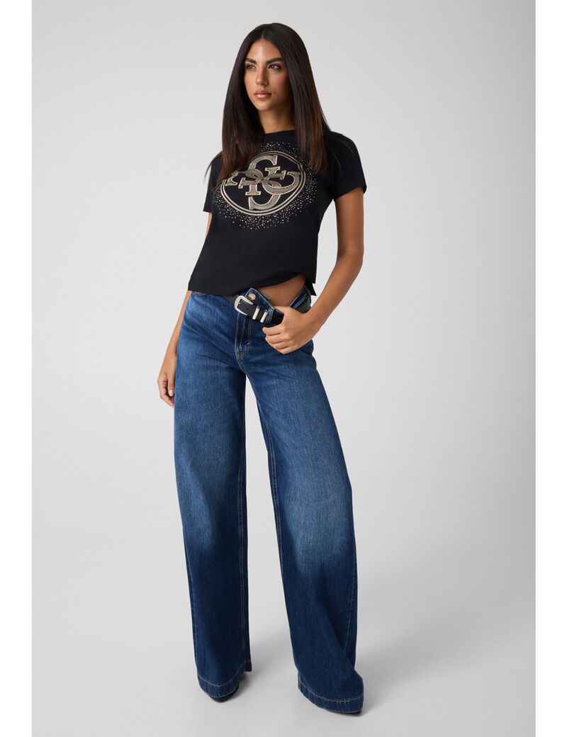 guess round 4g logo printed tshirt