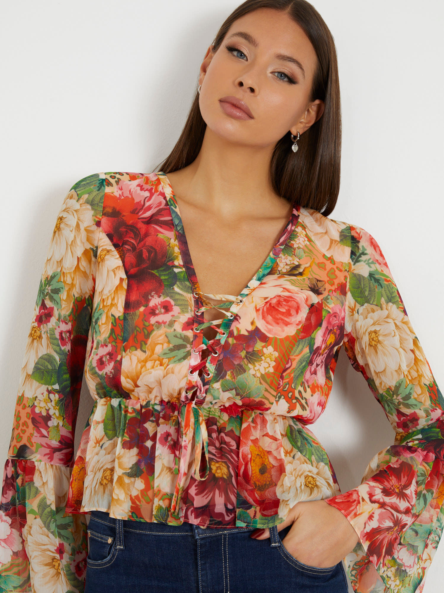 Shop GUESS Online Crinkle Chiffon Blouse