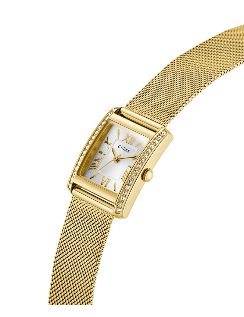 Ladies Yellow Gold Tone Rectangle Analog Watch