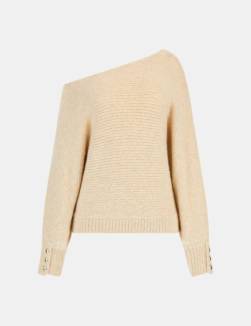 Off-shoulder wool blend sweater