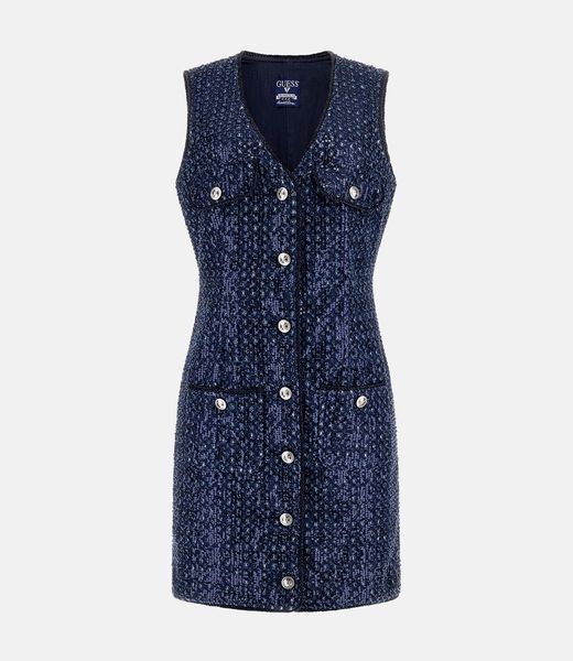 Sequin denim mini dress