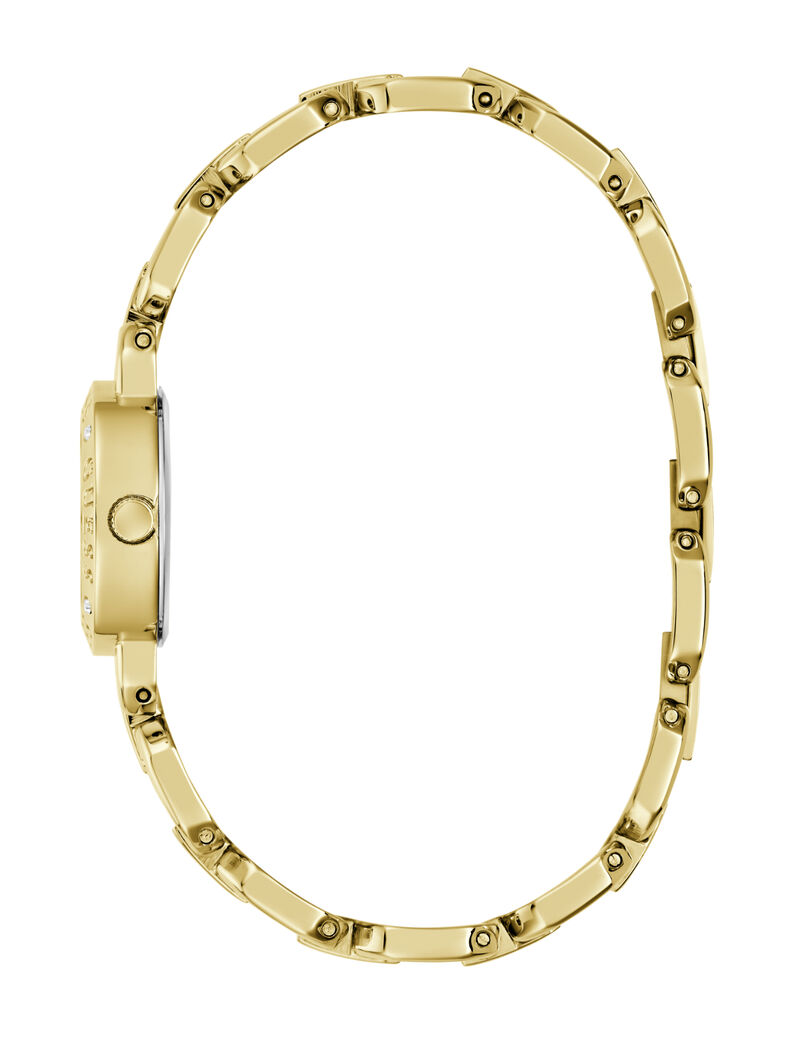 guess ladies yellow gold tone round analog watch