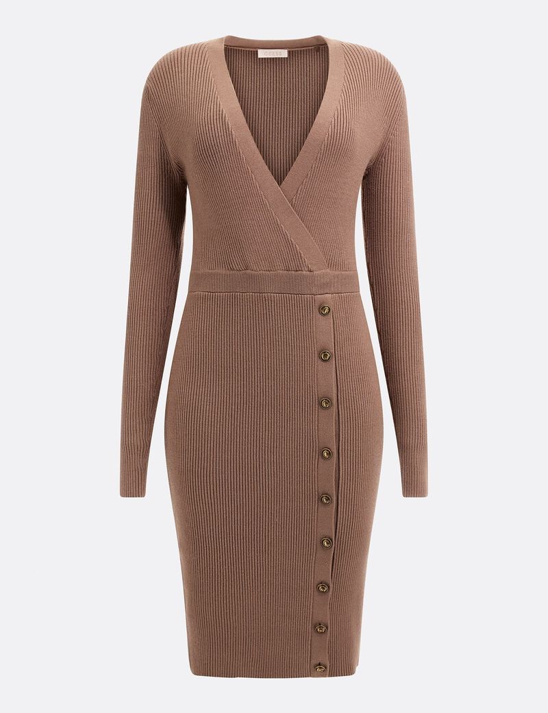 Front Buttons Sweater Dress