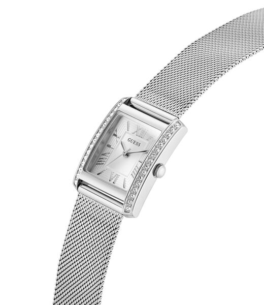 Ladies Silver Tone Rectangle Analog Watch