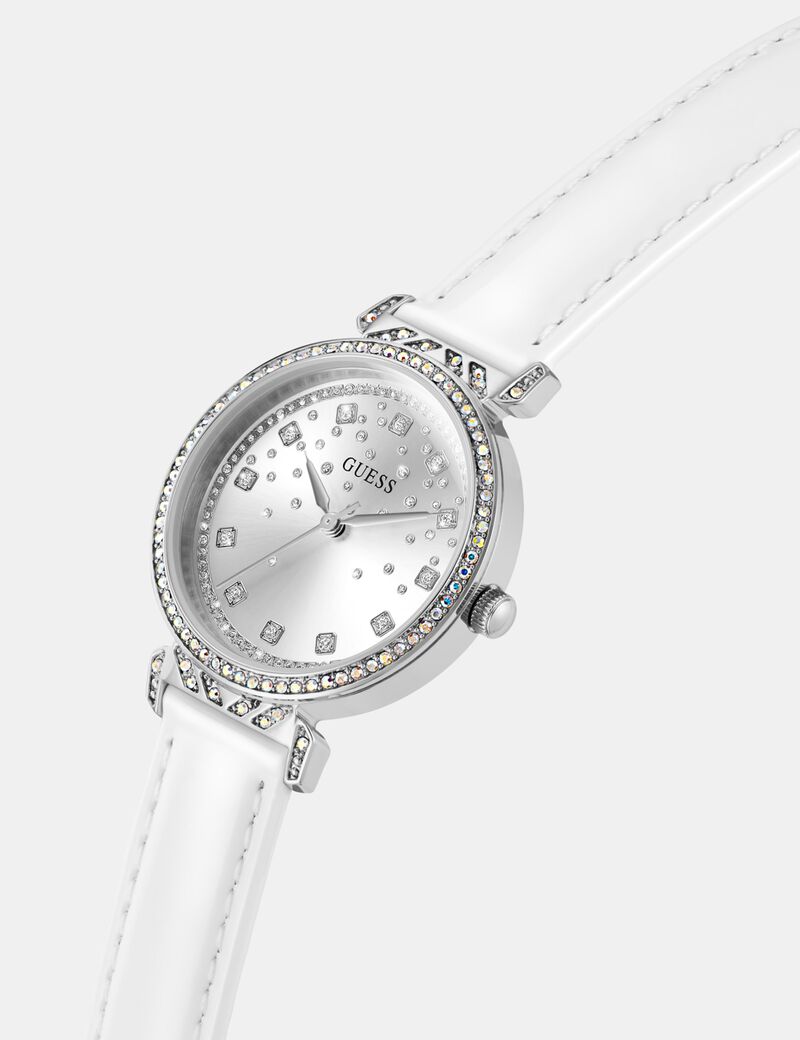 Ladies White Silver Tone Analog Watch
