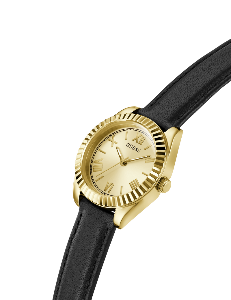 Ladies Black Gold Tone Analog Watch