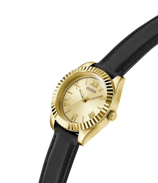 Ladies Black Gold Tone Analog Watch