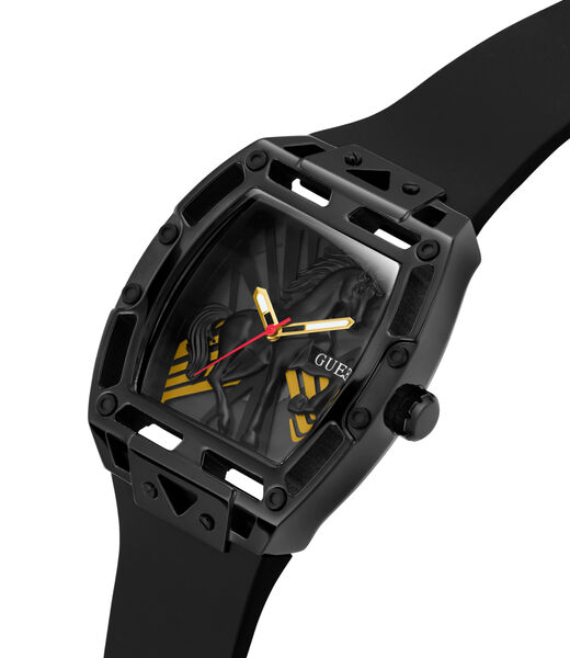 Mens Black/Gunmetal/Grey Rectangle Analog Watch