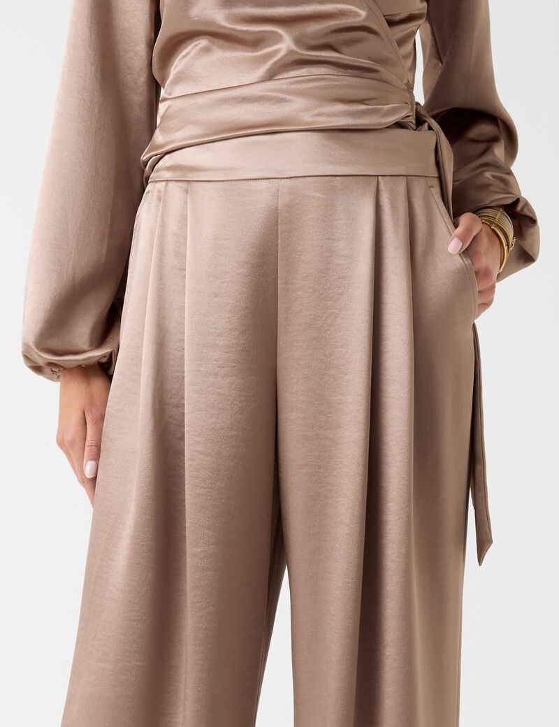 Satin wide leg pant