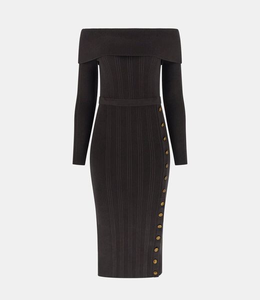 Off-shoulder midi sweater dress