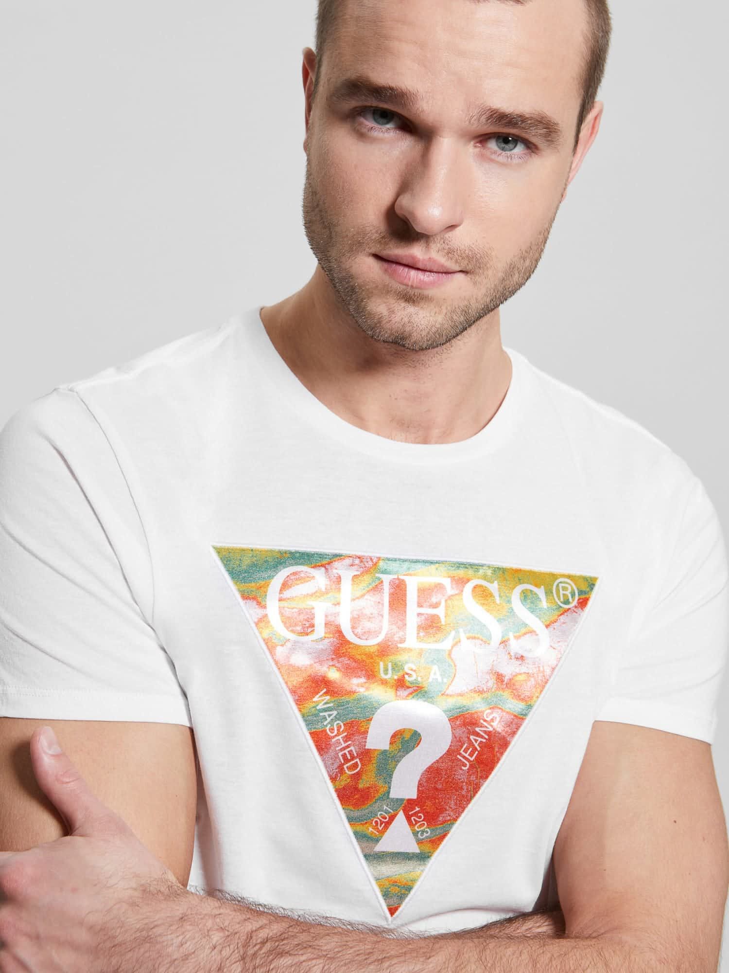 Shop GUESS Online Triangle logo t shirt