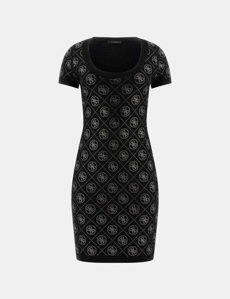 Wool blend rhinestones dress&nbsp;