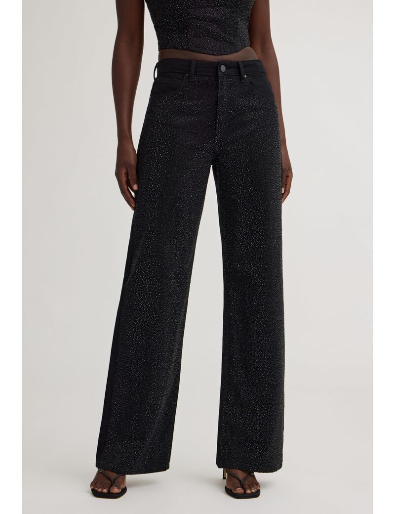 guess rhinestones wide leg jeans