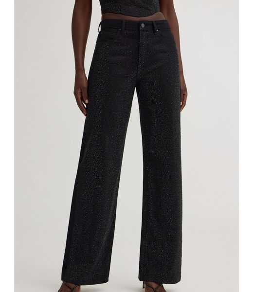 guess rhinestones wide leg jeans