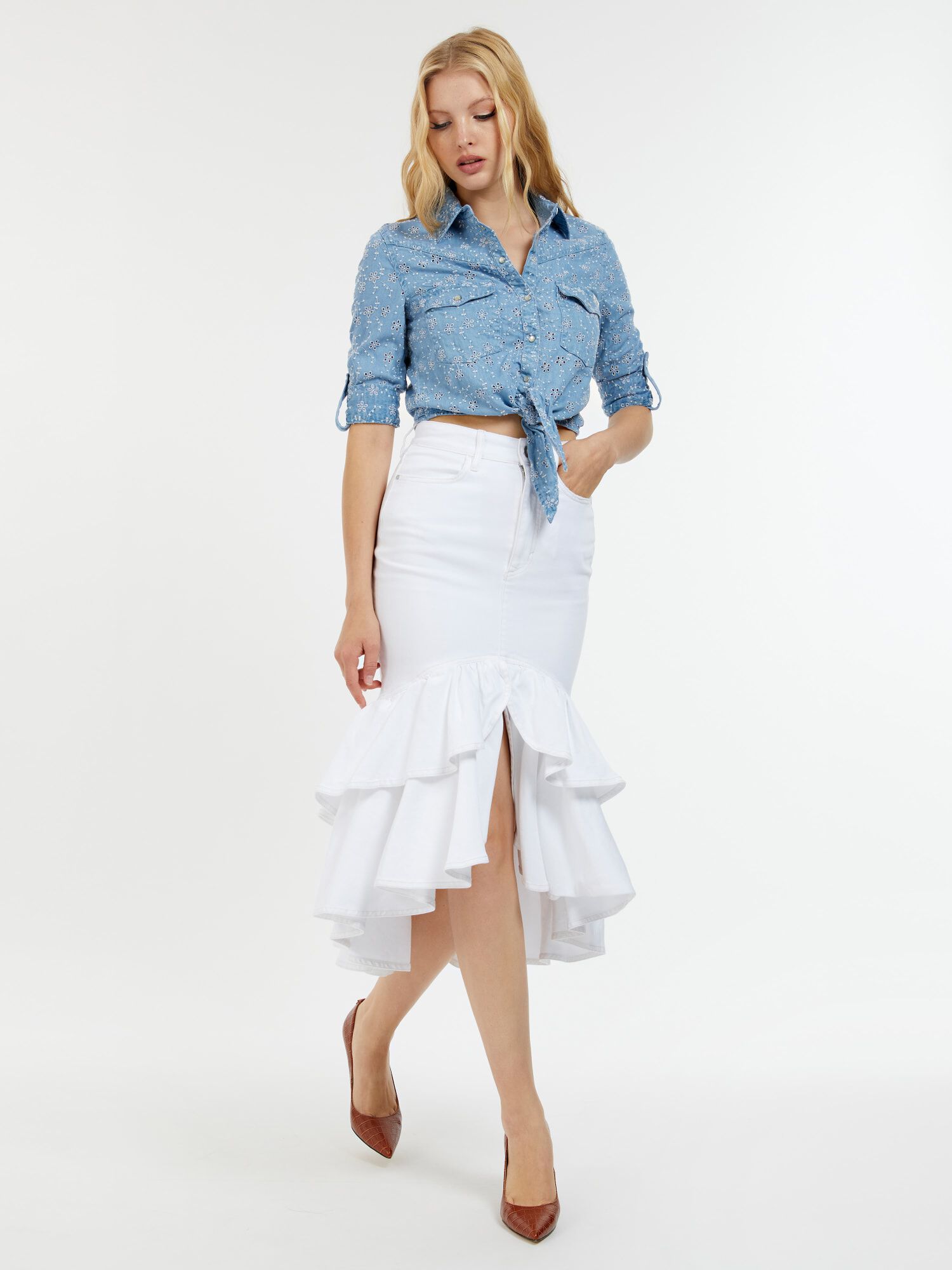 Overall hot sale ruffle skirt