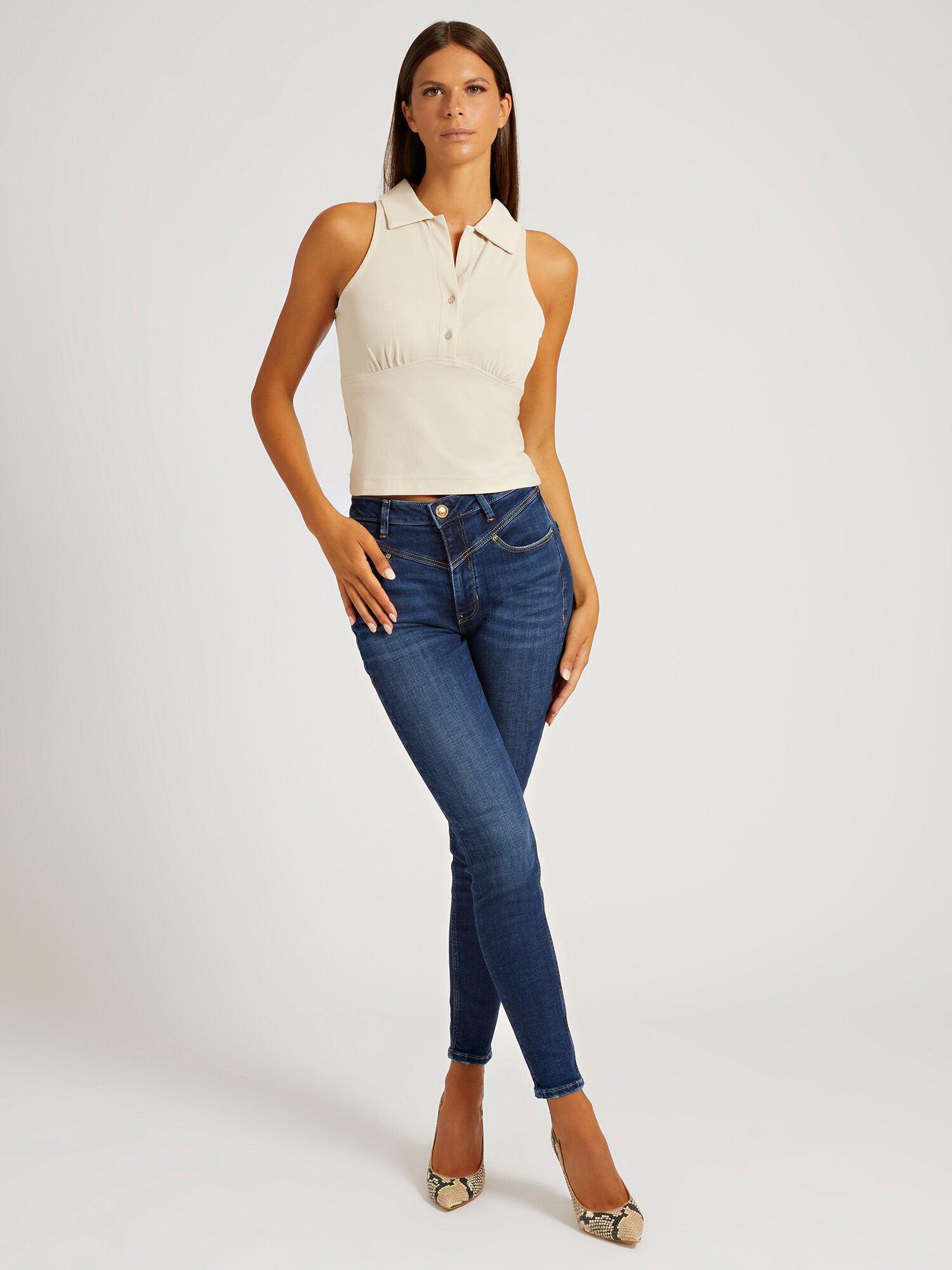Shop GUESS Online Collared Knit Top