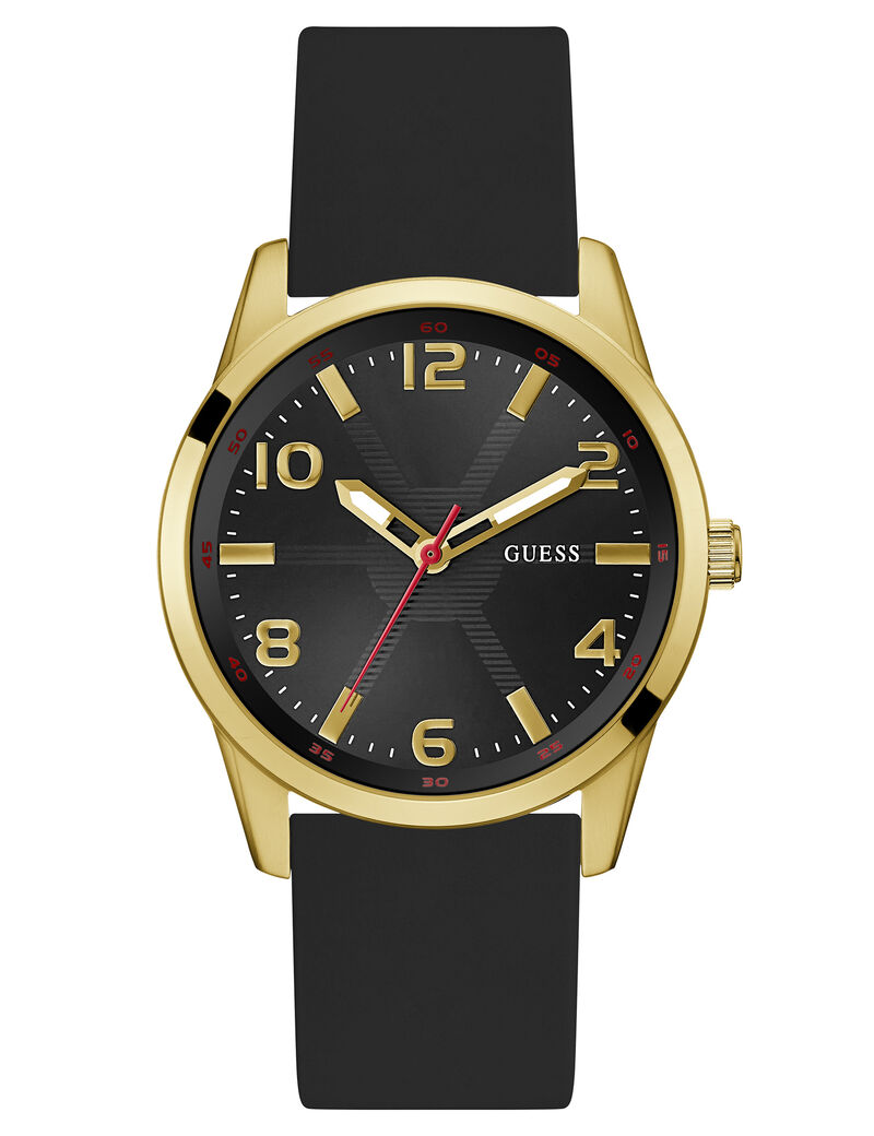 Mens Black Gold Tone Analog Watch