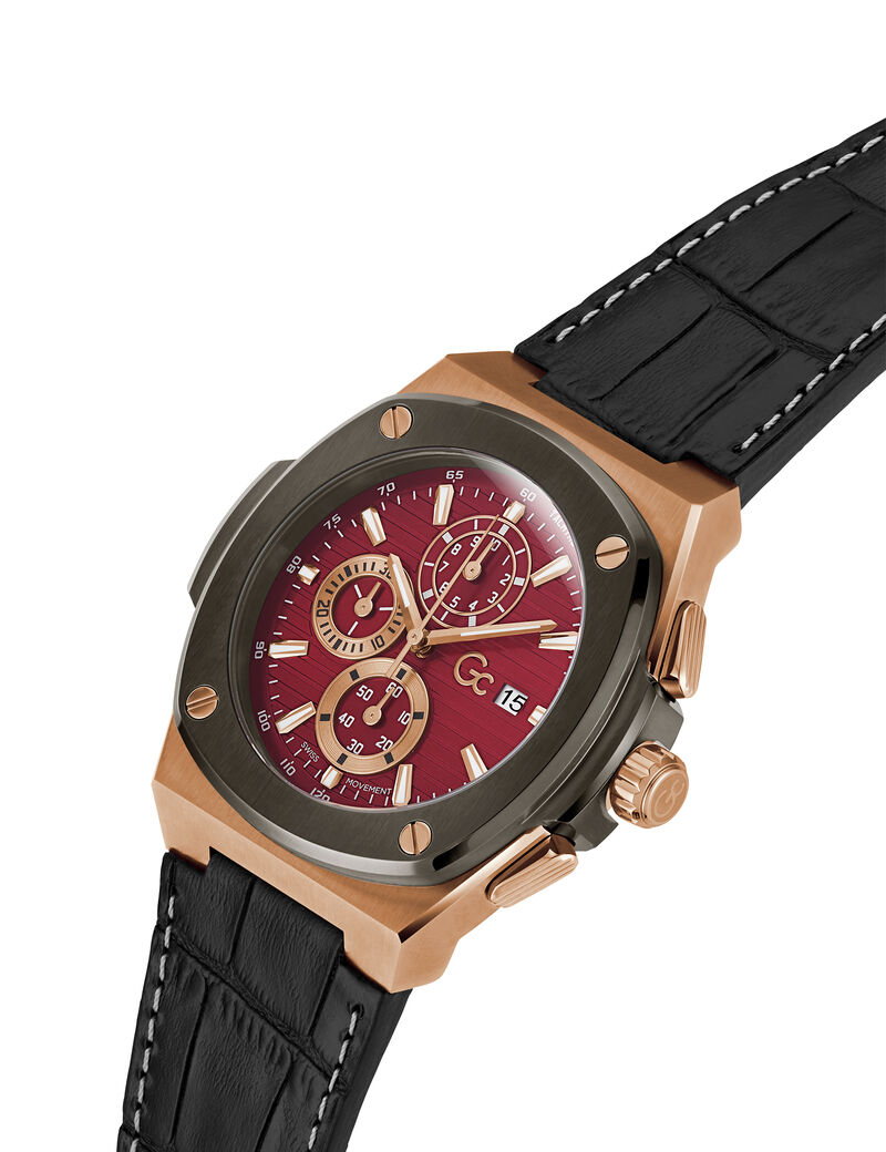 guess gc coussin shape chrono leather