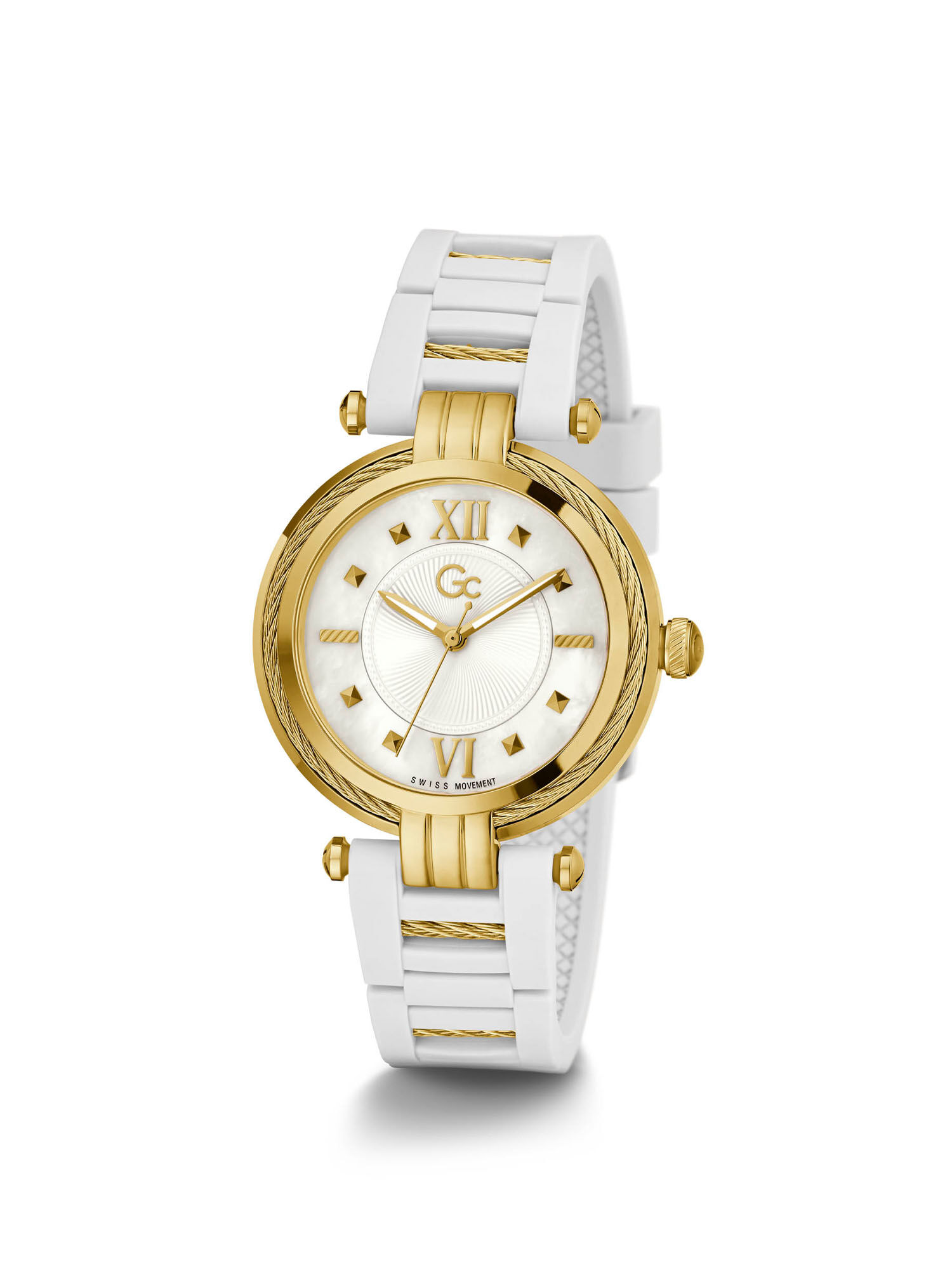 Shop GUESS Online Gc Gold And White Ladies Watch