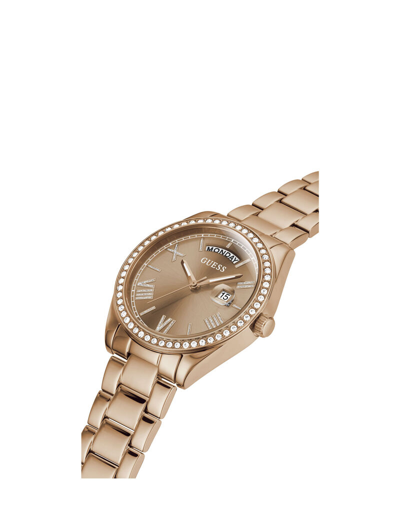 ساعة يد تناظرية باللون الذهبي الوردي