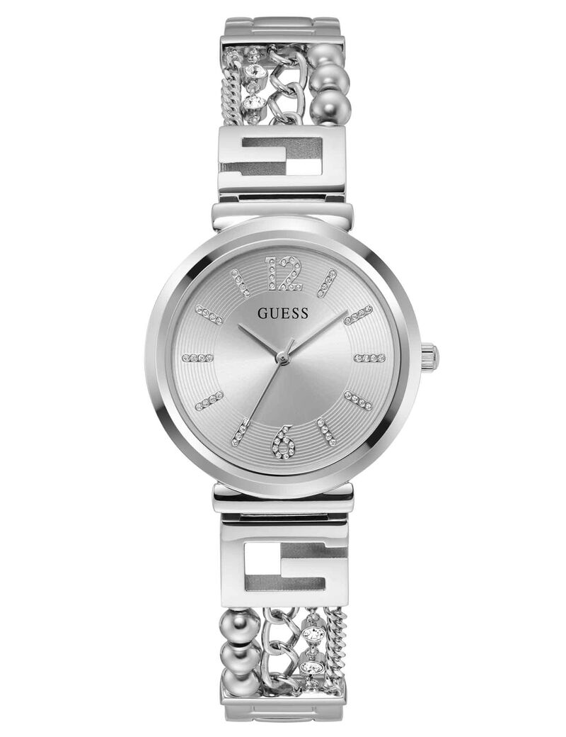 Ladies silver tone analog watch