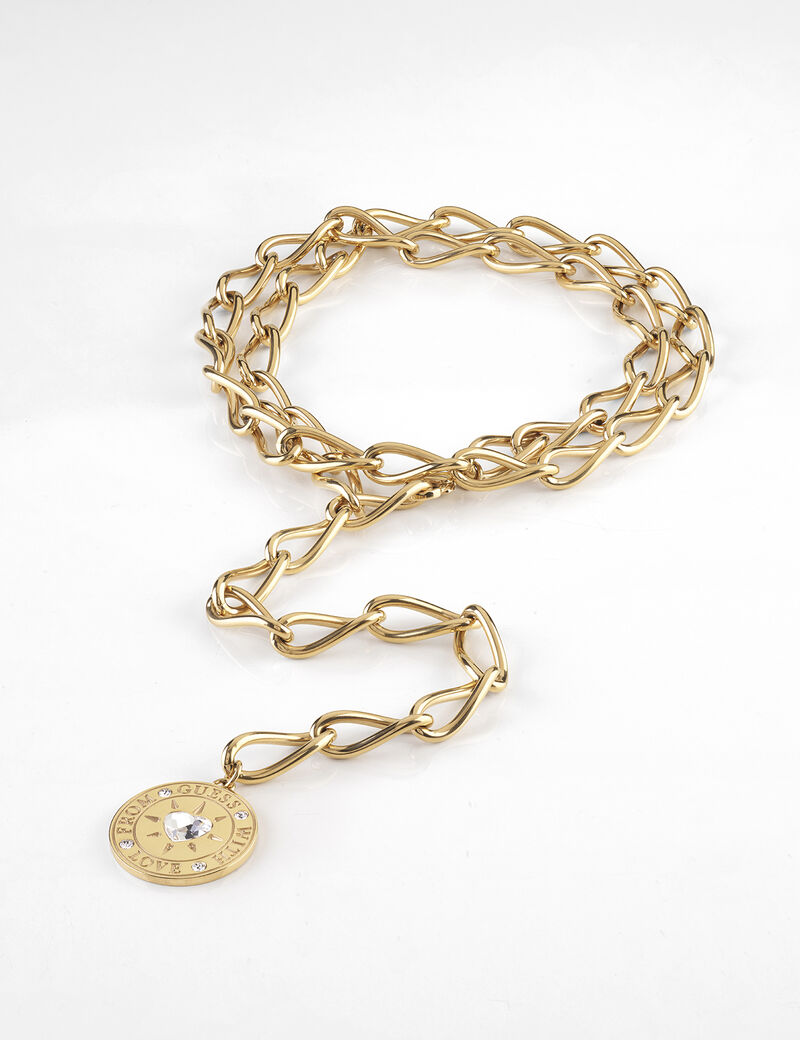 Gold Double Chain Pendant Necklace