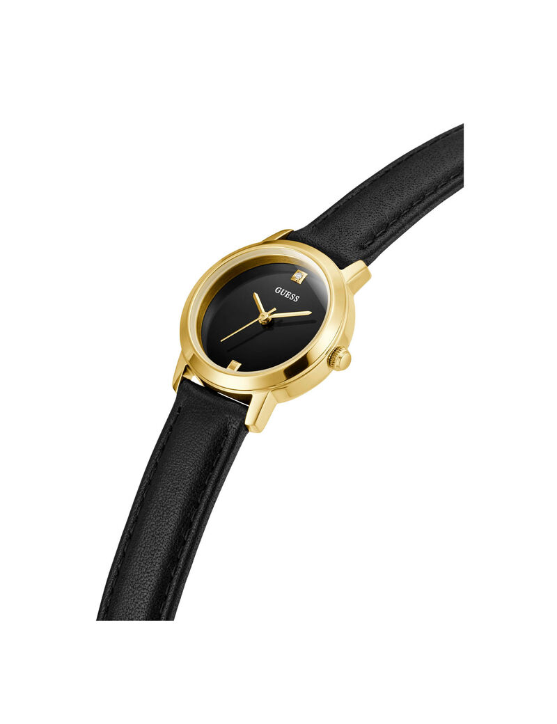 ساعة تناظرية مع حزام جلدي