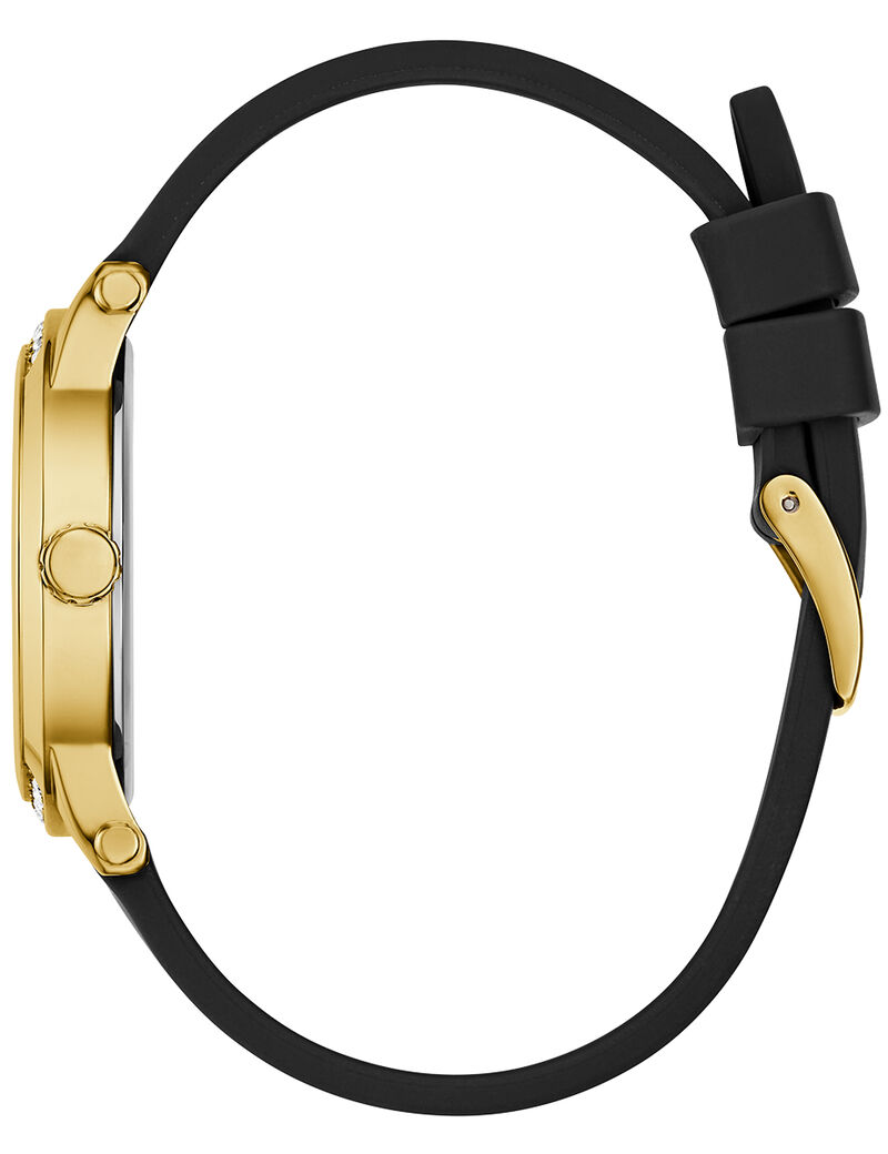 guess ladies black gold tone analog watch