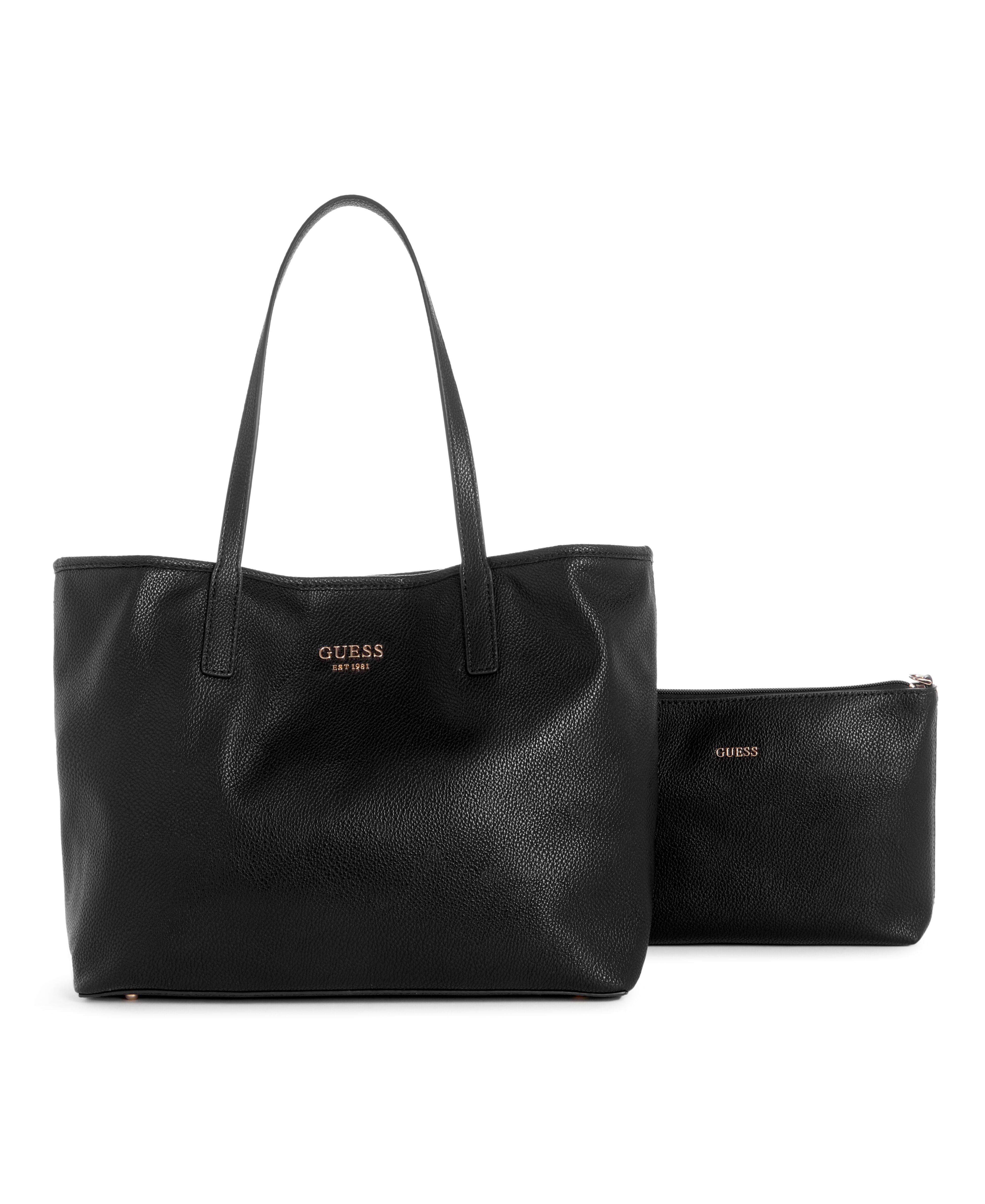 Guess black leather bag sales