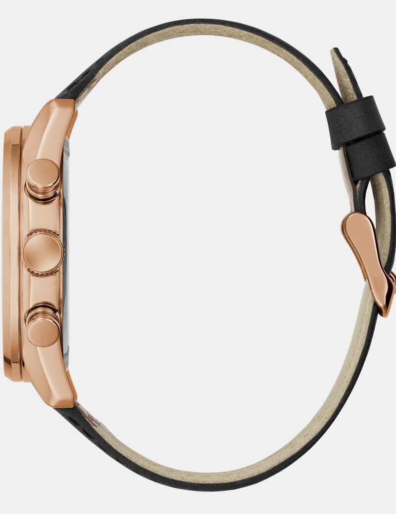 Mens Black Rose Gold Tone Multi-function Watch